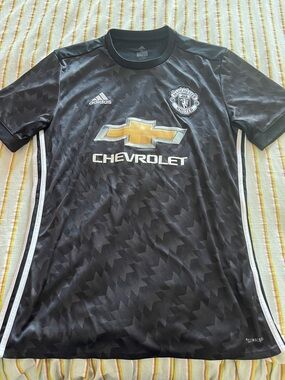 adidas Black and Gold Manchester United Football Jersey - Men’s Large